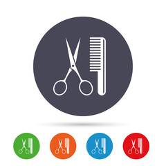 Comb hair with scissors sign icon. Barber symbol.