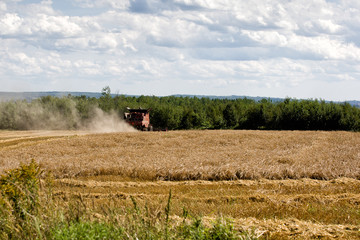 Obraz premium Farm Machinery cutting hay in the field