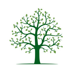 Fototapeta premium Tree with Green Leafs.Vector Illustration.