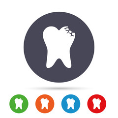 Broken tooth sign icon. Dental care symbol.