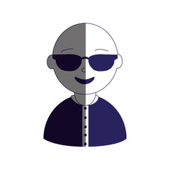 man half body silhouette color with sunglasses and bald vector illustration