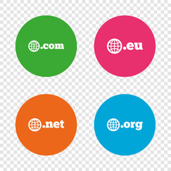 Top-level domains signs. Com, Eu, Net and Org.