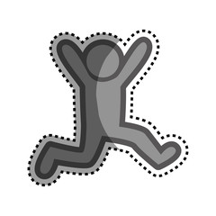grayscale sticker with pictogram man running vector illustration