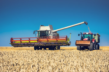 Mähdrescher mit Traktor