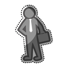 grayscale sticker with pictogram business man vector illustration
