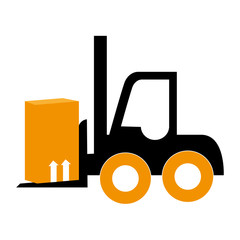 silhouette forklift truck with boxes vector illustration