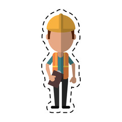 construction man helmet tool belt and helmet-cut line vector illustration eps 10