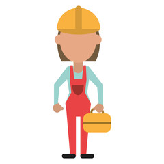 woman worker construction toolbox vector illustration eps 10