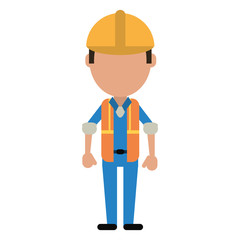 construction man wearing vest helmet protection vector illustration eps 10