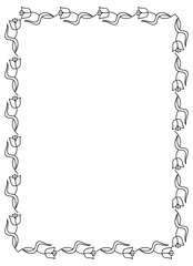 Elegant frame with contours of flowers. Copy space. 