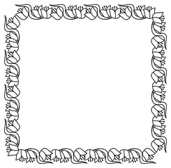 Elegant frame with contours of flowers. Copy space. 