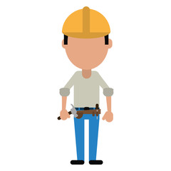 construction man helmet tool belt and helmet-cut line vector illustration eps 10
