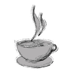 silhouette monochrome blurred small cup of tea vector illustration