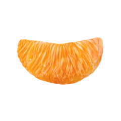 A slice of juicy ripe mandarin. Mandarin isolated on white background.