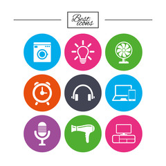 Home appliances, device icons. Ventilator sign.