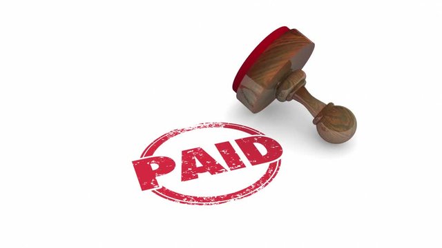 Paid Word Stamp Bill Invoice Payment Accounting Processed 3d Animation