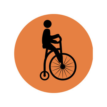 recommend clip art: circular silhouette with man in penny farthing vector illustration