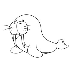 cute walrus isolated icon vector illustration design