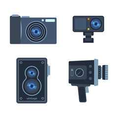 Photograph digital equipment camera vector illustration.