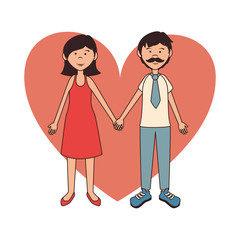 Cute couple in love vector illustration design