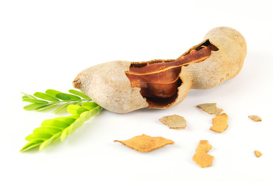 fresh sweet ripe tamarind with leaf, healthy fruit