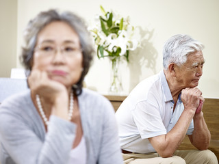 senior asian couple having relationship problem