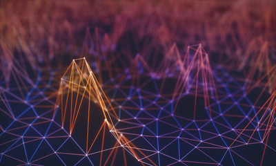 3D illustration. Concept image. Embossed mesh representing internet connections in cloud computing.