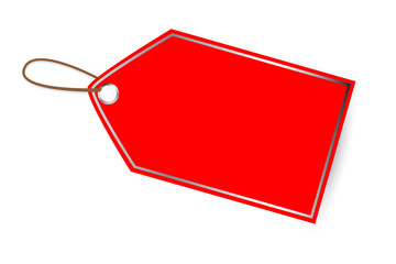 Red Blank Tag, with chrome list, isolated on white