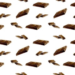 Obraz premium Seamless background with bars of chocolate. Watercolor chocolate.