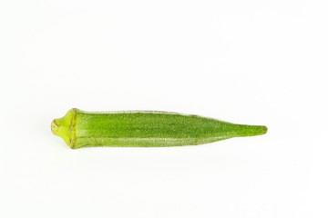 fresh whole and slice organic green okra, healthy vegetable