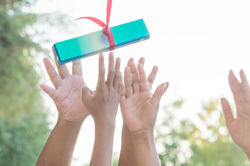 Hands And gift boxes