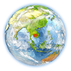 Cambodia on Earth isolated