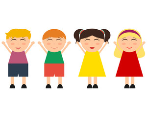 Cartoon funny girls and boys