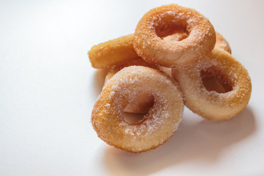 Donuts on white background.