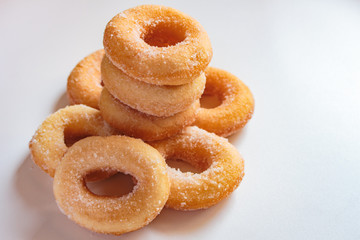 Donuts on white background.