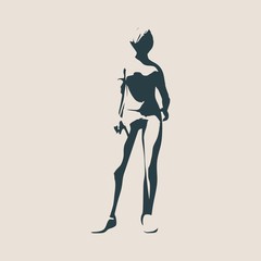 Sexy woman silhouette in sport wear. Short hair style. Front view. Vector illustration