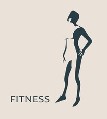 Sexy woman silhouette in sport wear. Short hair style. Side view. Vector illustration