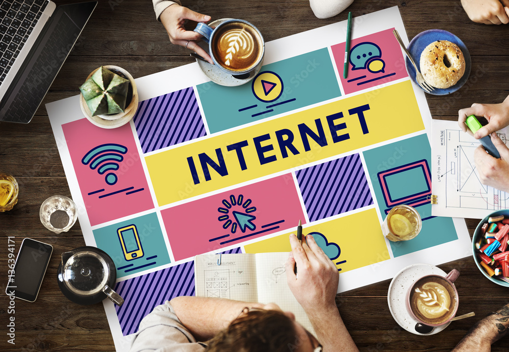 Wall mural internet networking technology communication online concept