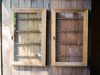 Hanging wooden cupboards, vintage concept