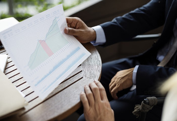 Business Report Chart Summary Hands