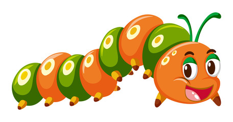 Caterpillar in orange and green color