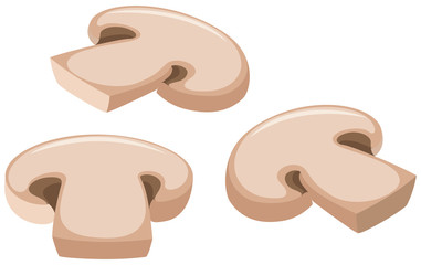 Three slices of mushroom