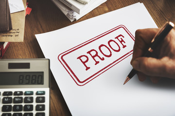 Proof Comfirmation Truth Valid Authentication Concept