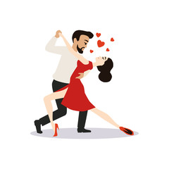 Obraz na płótnie Canvas Lovers couple cartoon dancing vector illustration