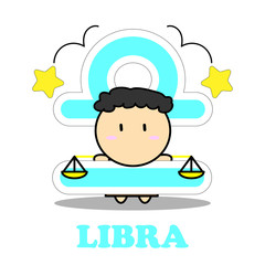 Libra cartoon with Big Zodiac sign icon vector isolated on white background