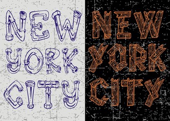 Vintage New York City Typography Design, Vector.