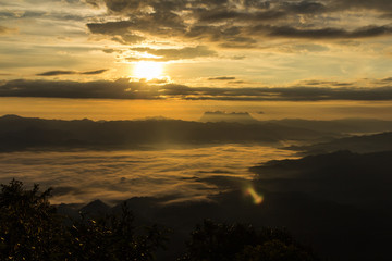 Fototapeta premium Sea Of Mist With Doi Luang Chiang Dao, View Form Doi Dam in Wiang haeng