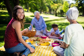 Happy family enjoying in park