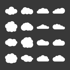 Vector clouds icons in white over gray