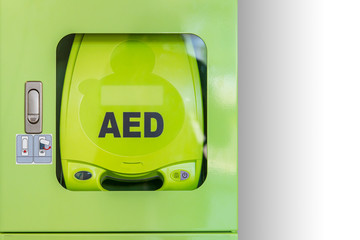 An automated external defibrillator (AED).
